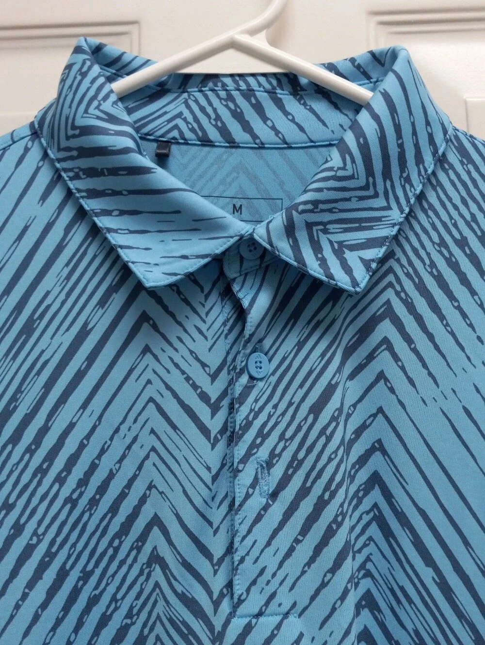 Adidas Ultimate365 Allover Print Polo Shirt Golf Medium Blue Chevron Performance
